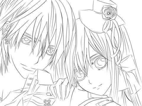 Yuki & Zero Coloring Page